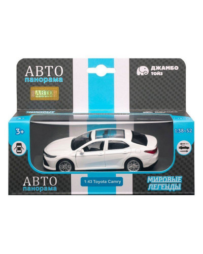 Машина "АВТОПАНОРАМА" Toyota Camry, белый, 1/43, откр. двери, инерция, в/к 17,5*12,5*6,5 см