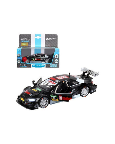 Машина "АВТОПАНОРАМА" Audi RS 5 DTM, черный матовый, 1/32, свет, звук, инерция, в/к 17,5*13,5*9 см