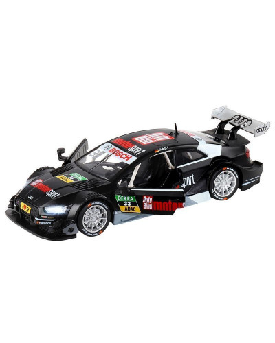 Машина "АВТОПАНОРАМА" Audi RS 5 DTM, черный матовый, 1/32, свет, звук, инерция, в/к 17,5*13,5*9 см