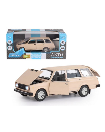 Машина "АВТОПАНОРАМА" ВАЗ 2104, бежевый, 1/24, инерция, в/к 24,5*12,5*10,5 см