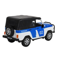 Машина "АВТОПАНОРАМА" УАЗ-469 "Полиция", белый, 1/24, свет, звук, инерция, тент, в/к 22*12*11 см