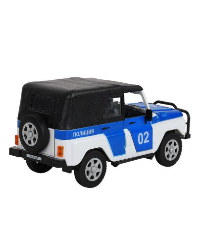 Машина "АВТОПАНОРАМА" УАЗ-469 "Полиция", белый, 1/24, свет, звук, инерция, тент, в/к 22*12*11 см