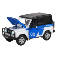 Машина "АВТОПАНОРАМА" УАЗ-469 "Полиция", белый, 1/24, свет, звук, инерция, тент, в/к 22*12*11 см