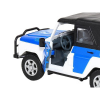 Машина "АВТОПАНОРАМА" УАЗ-469 "Полиция", белый, 1/24, свет, звук, инерция, тент, в/к 22*12*11 см