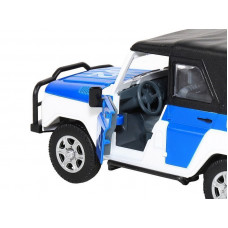 Машина "АВТОПАНОРАМА" УАЗ-469 "Полиция", белый, 1/24, свет, звук, инерция, тент, в/к 22*12*11 см