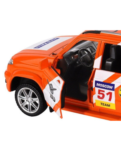 Машина "АВТОПАНОРАМА" УАЗ "PATRIOT" RALLY, 1/26, свет, звук, инерция, в/к 24,5*12,5*10,5 см