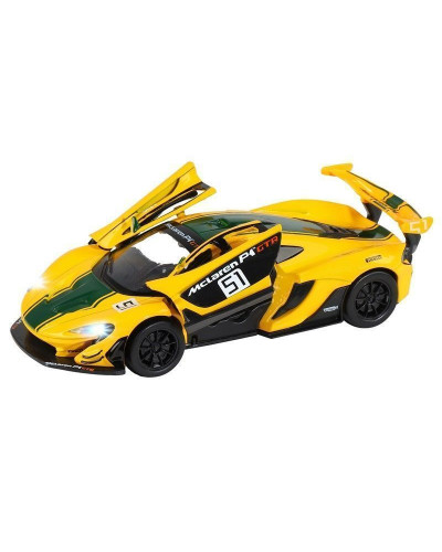 Машина "АВТОПАНОРАМА" Mclaren P1™ GTR, желтый, 1/32, свет, звук, инерция, в/к 17,5*12,5*6,5 см