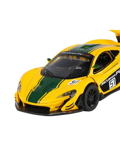 Машина "АВТОПАНОРАМА" Mclaren P1™ GTR, желтый, 1/32, свет, звук, инерция, в/к 17,5*12,5*6,5 см