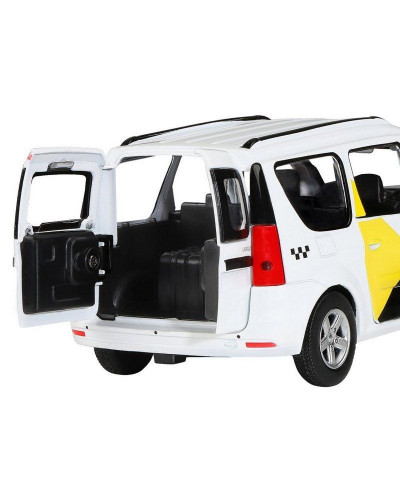 Машина "АВТОПАНОРАМА" Яндекс.Такси LADA LARGUS, белый, 1/24, свет, звук, в/к 24,5*12,5*10,5 см