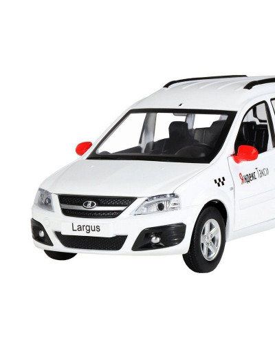 Машина "АВТОПАНОРАМА" Яндекс.Такси LADA LARGUS, белый, 1/24, свет, звук, в/к 24,5*12,5*10,5 см