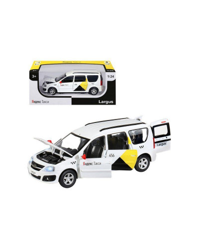 Машина "АВТОПАНОРАМА" Яндекс.Такси LADA LARGUS, белый, 1/24, свет, звук, в/к 24,5*12,5*10,5 см
