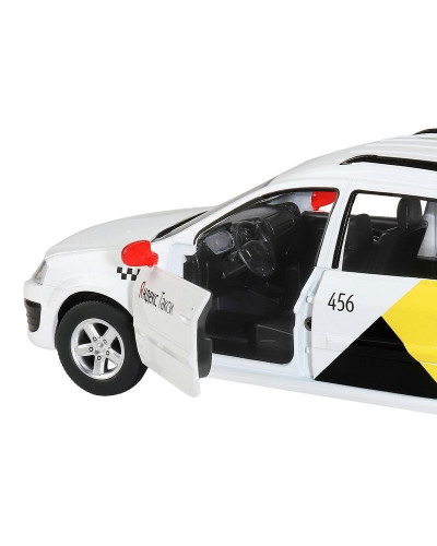 Машина "АВТОПАНОРАМА" Яндекс.Такси LADA LARGUS, белый, 1/24, свет, звук, в/к 24,5*12,5*10,5 см