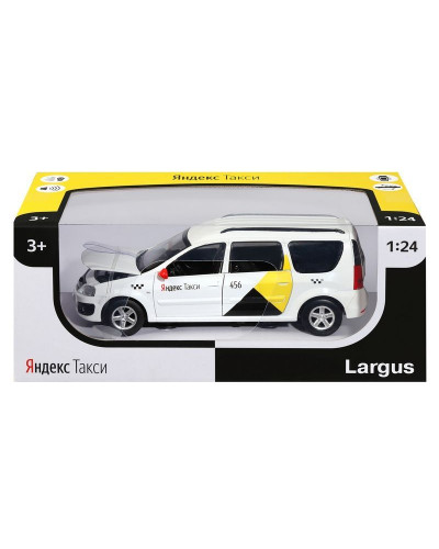 Машина "АВТОПАНОРАМА" Яндекс.Такси LADA LARGUS, белый, 1/24, свет, звук, в/к 24,5*12,5*10,5 см