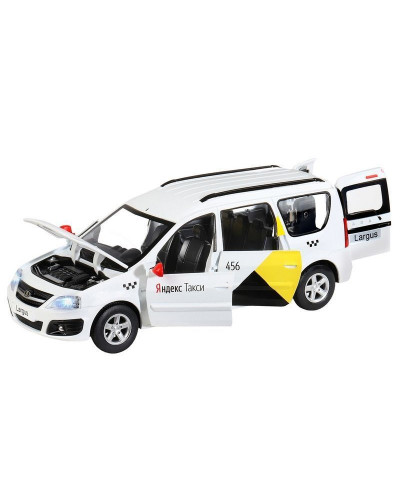 Машина "АВТОПАНОРАМА" Яндекс.Такси LADA LARGUS, белый, 1/24, свет, звук, в/к 24,5*12,5*10,5 см