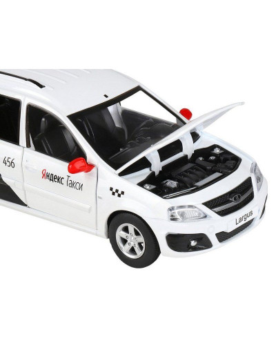 Машина "АВТОПАНОРАМА" Яндекс.Такси LADA LARGUS, белый, 1/24, свет, звук, в/к 24,5*12,5*10,5 см