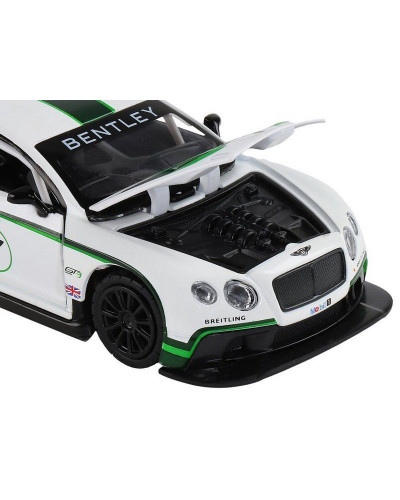 Машина "АВТОПАНОРАМА" Bentley Continental GT3, белый, 1/32, свет, звук, инерция, в/к 17,5*13,5*9 см