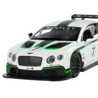 Машина "АВТОПАНОРАМА" Bentley Continental GT3, белый, 1/32, свет, звук, инерция, в/к 17,5*13,5*9 см