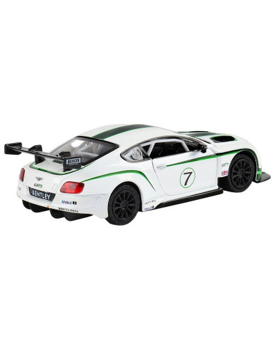 Машина "АВТОПАНОРАМА" Bentley Continental GT3, белый, 1/32, свет, звук, инерция, в/к 17,5*13,5*9 см