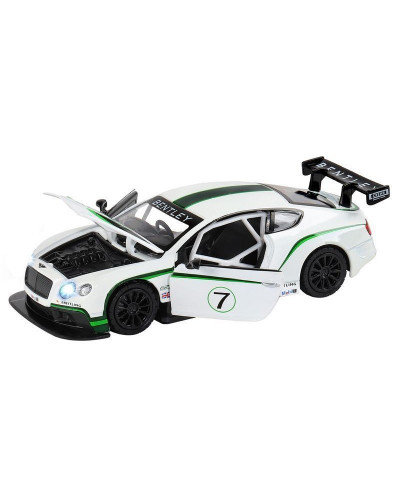 Машина "АВТОПАНОРАМА" Bentley Continental GT3, белый, 1/32, свет, звук, инерция, в/к 17,5*13,5*9 см