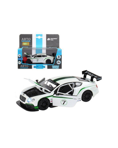 Машина "АВТОПАНОРАМА" Bentley Continental GT3, белый, 1/32, свет, звук, инерция, в/к 17,5*13,5*9 см