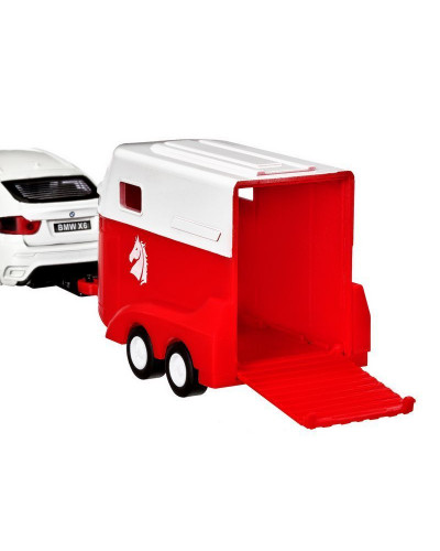 Машина "АВТОПАНОРАМА" BMW X6 c прицепом, 1/43, открываются передние двери, инерция, в/к