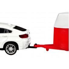 Машина "АВТОПАНОРАМА" BMW X6 c прицепом, 1/43, открываются передние двери, инерция, в/к