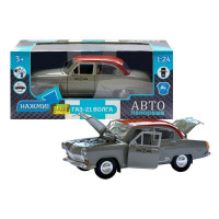 Машина "АВТОПАНОРАМА" Волга ГАЗ-21 "Такси",  серый, 1/24 свет. звук. эффекты, в/к 26*12*11