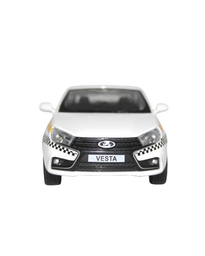 Машина "АВТОПАНОРАМА" LADA VESTA "ТАКСИ" белый, 1/24, свет, звук, инерция, в/к 24,5*12,5*10,5 см