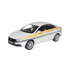 Машина "АВТОПАНОРАМА" LADA VESTA "ТАКСИ" белый, 1/24, свет, звук, инерция, в/к 24,5*12,5*10,5 см