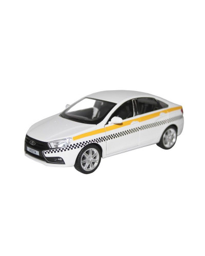 Машина "АВТОПАНОРАМА" LADA VESTA "ТАКСИ" белый, 1/24, свет, звук, инерция, в/к 24,5*12,5*10,5 см