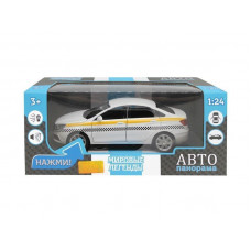 Машина "АВТОПАНОРАМА" LADA VESTA "ТАКСИ" белый, 1/24, свет, звук, инерция, в/к 24,5*12,5*10,5 см
