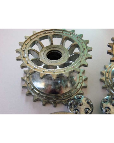 Ведущая звездочка 2 шт и ленивец 2 штуки для танка Tiger (металл) ранняя версия