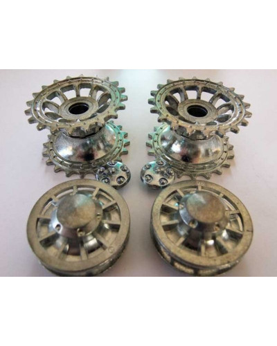 Ведущая звездочка 2 шт и ленивец 2 штуки для танка Tiger (металл) ранняя версия