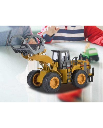 Металлический фронтальный погрузчик бревен HUI NA TOYS 1/40