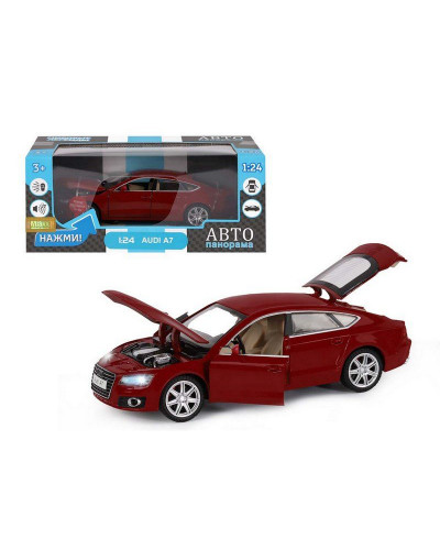 Машина "АВТОПАНОРАМА" Audi A7, красный, 1/24, свет, звук, в/к 24,5*12,5*10,5 см