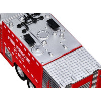 Машина "АВТОПАНОРАМА" Volvo пожарная машина, красный, 1/50, свет, звук, в/к 28*14*10 см