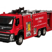 Машина "АВТОПАНОРАМА" Volvo пожарная машина, красный, 1/50, свет, звук, в/к 28*14*10 см