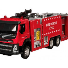 Машина "АВТОПАНОРАМА" Volvo пожарная машина, красный, 1/50, свет, звук, в/к 28*14*10 см