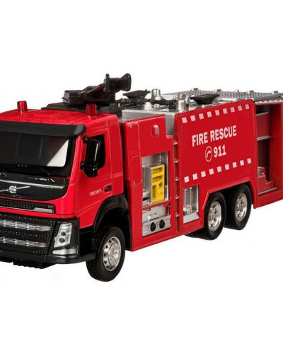 Машина "АВТОПАНОРАМА" Volvo пожарная машина, красный, 1/50, свет, звук, в/к 28*14*10 см