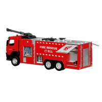 Машина "АВТОПАНОРАМА" Volvo пожарная машина, красный, 1/50, свет, звук, в/к 28*14*10 см