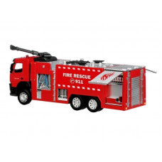 Машина "АВТОПАНОРАМА" Volvo пожарная машина, красный, 1/50, свет, звук, в/к 28*14*10 см
