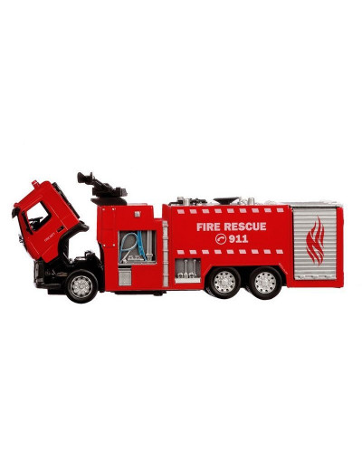 Машина "АВТОПАНОРАМА" Volvo пожарная машина, красный, 1/50, свет, звук, в/к 28*14*10 см