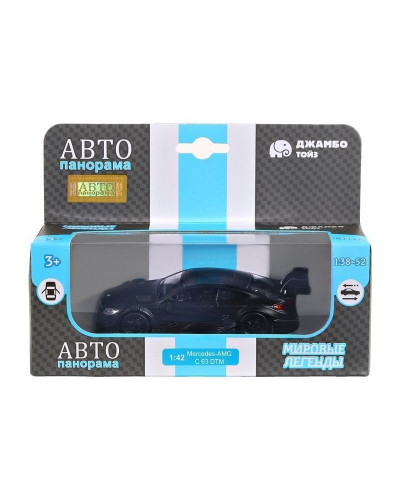 Машина "АВТОПАНОРАМА" Mercedes-AMG C 63 DTM, синий, 1/42, инерция, откр. двери, в/к 17,5*12,5*6,5