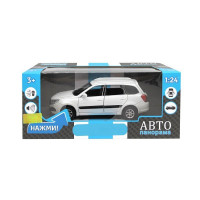Машина "АВТОПАНОРАМА" LADA GRANTA CROSS, белый, 1/24, свет, звук, инерция, в/к 24,5*12,5*10,5 см