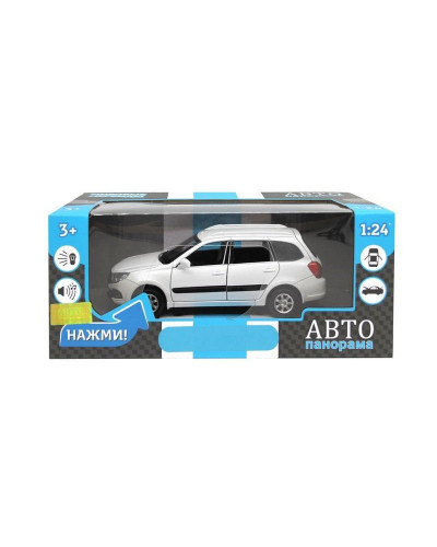 Машина "АВТОПАНОРАМА" LADA GRANTA CROSS, белый, 1/24, свет, звук, инерция, в/к 24,5*12,5*10,5 см