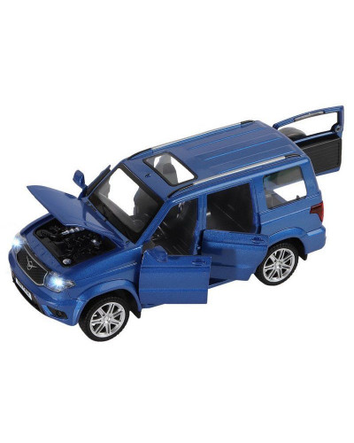 Машина "АВТОПАНОРАМА" УАЗ "PATRIOT", темно-синий металлик, 1/26, свет, звук, в/к 24,5*12,5*10,5 см