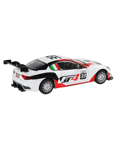 Машина "АВТОПАНОРАМА" Maserati Gran Turismo MC GT4, белый, 1/32, свет, звук, в/к 17,5*13,5*9 см