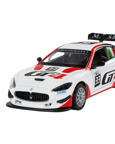 Машина "АВТОПАНОРАМА" Maserati Gran Turismo MC GT4, белый, 1/32, свет, звук, в/к 17,5*13,5*9 см
