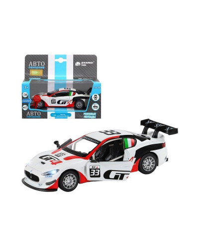 Машина "АВТОПАНОРАМА" Maserati Gran Turismo MC GT4, белый, 1/32, свет, звук, в/к 17,5*13,5*9 см