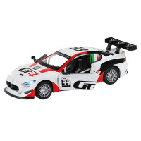 Машина "АВТОПАНОРАМА" Maserati Gran Turismo MC GT4, белый, 1/32, свет, звук, в/к 17,5*13,5*9 см